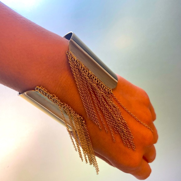 Gold Fringe Cuff Bracelet - Picture 3 of 7